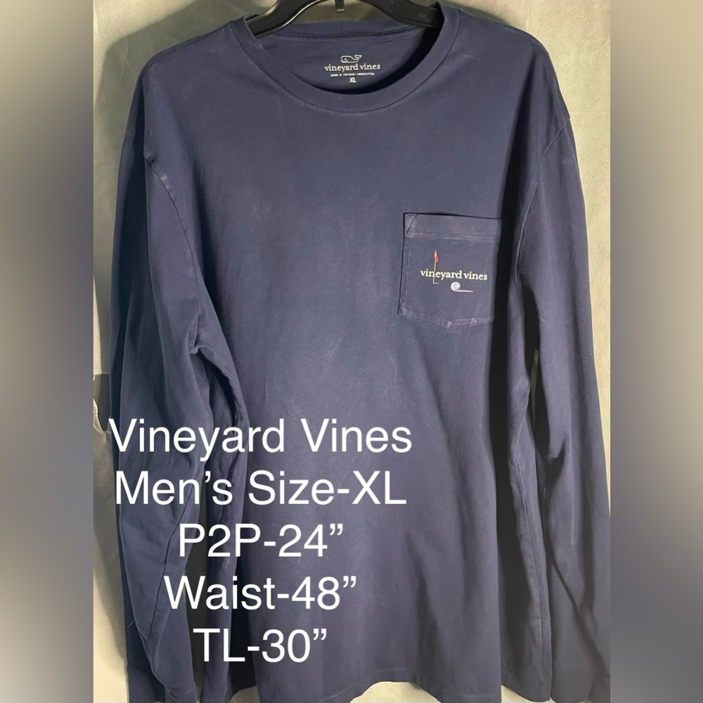 💰Vineyard Vines Men's Dark Blue Long Sleeve Tee Size XL
